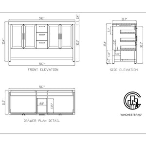 ENCIMERA WINCHESTER DE 60” DE ROBLE PECAN NEGRO