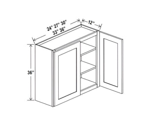 Smokey Ash- 36"H Double Door Wall Cabinet