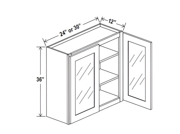 Aspen White 36" H Double Door Wall Cabinet with Glass Door