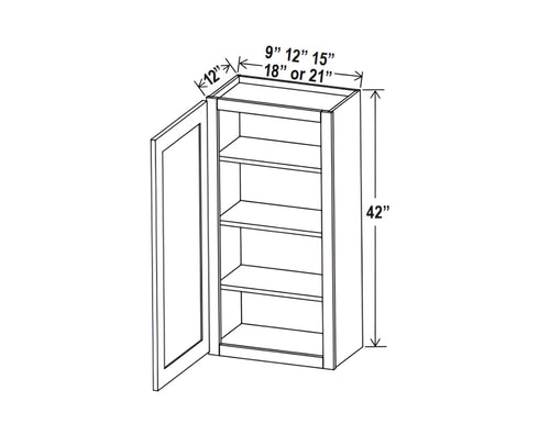 Smokey Ash- 42"H Single Door Wall Cabinet
