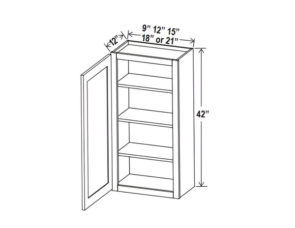 Aspen White 42"H Single Door Wall Cabinet