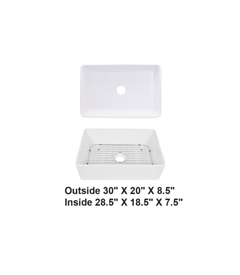 Single Bowl Farmhouse Porcelain Sink White