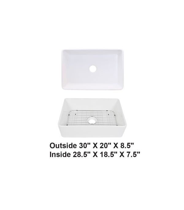 Single Bowl Farmhouse Porcelain Sink White
