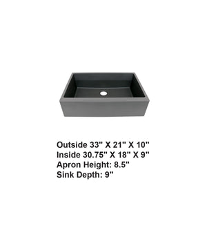 Single Bowl Farmhouse Apron Front Granite Composite Sink Gray