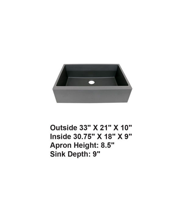 Single Bowl Farmhouse Apron Front Granite Composite Sink Gray