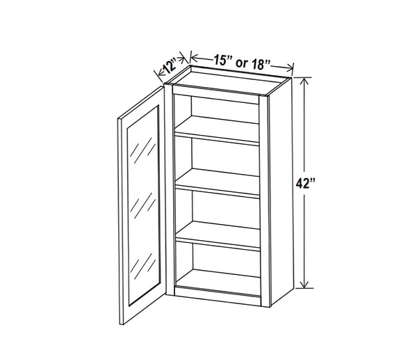 Iron Black 42″ H Single Door Wall Cabinet with Glass Door