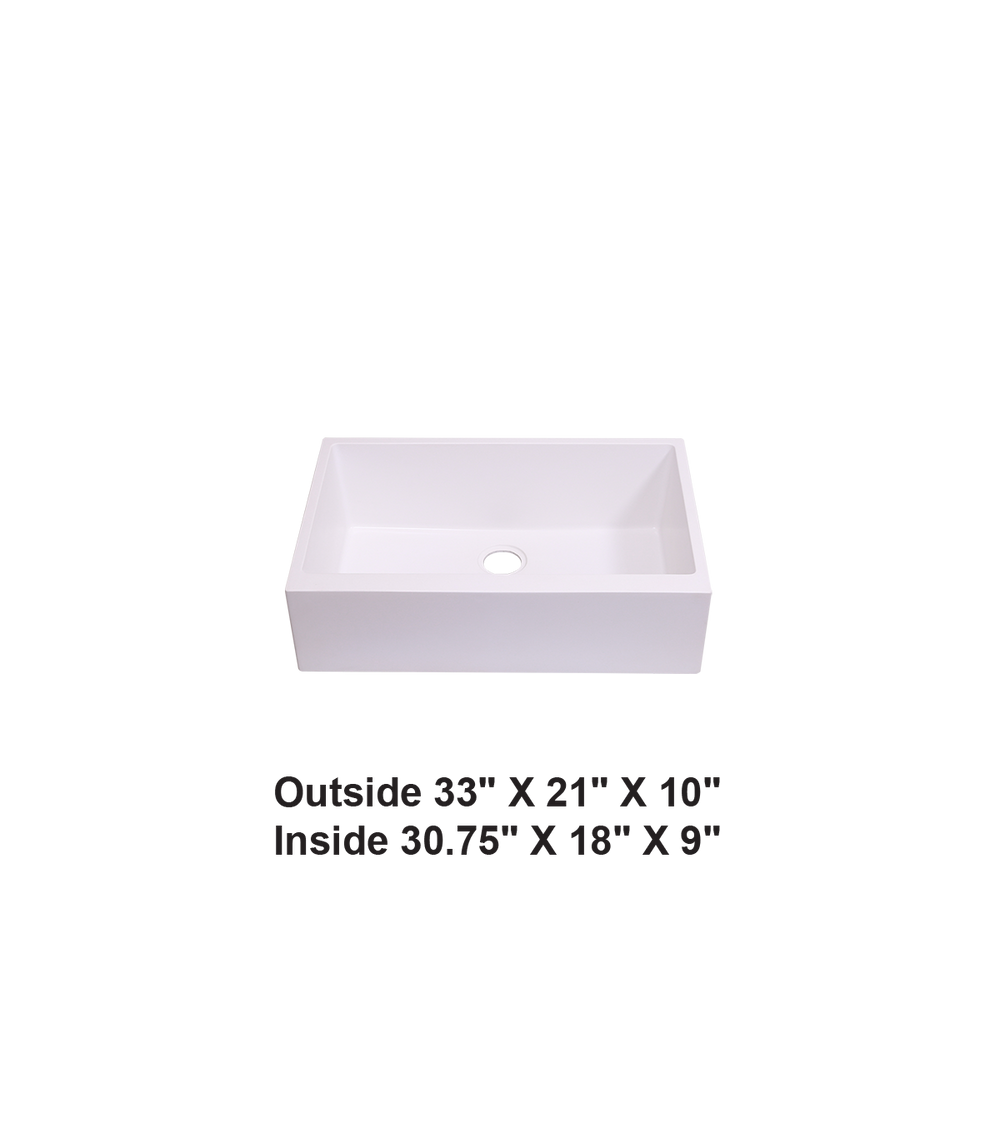 Single Bowl Farmhouse Apron Front Granite Composite Sink White