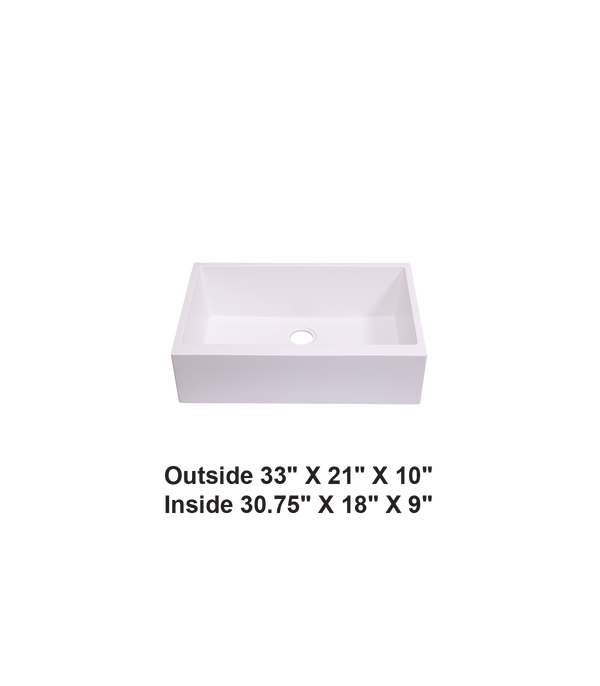 Single Bowl Farmhouse Apron Front Granite Composite Sink White
