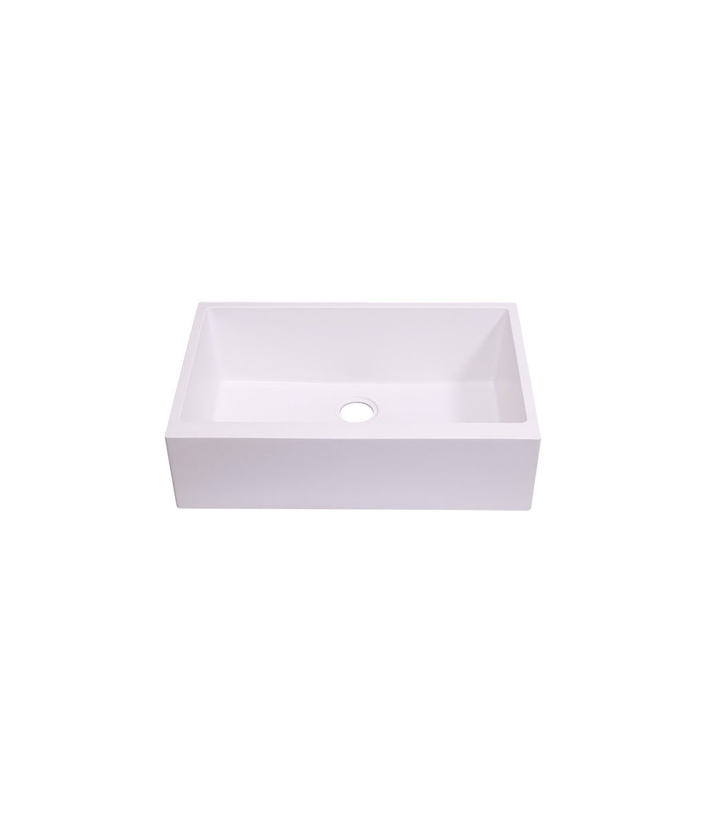 Single Bowl Farmhouse Apron Front Granite Composite Sink White
