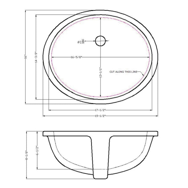Porcelain Vanity Oval White-1714
