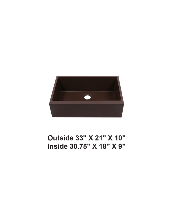 Single Bowl Farmhouse Apron Front Granite Composite Sink Coffee