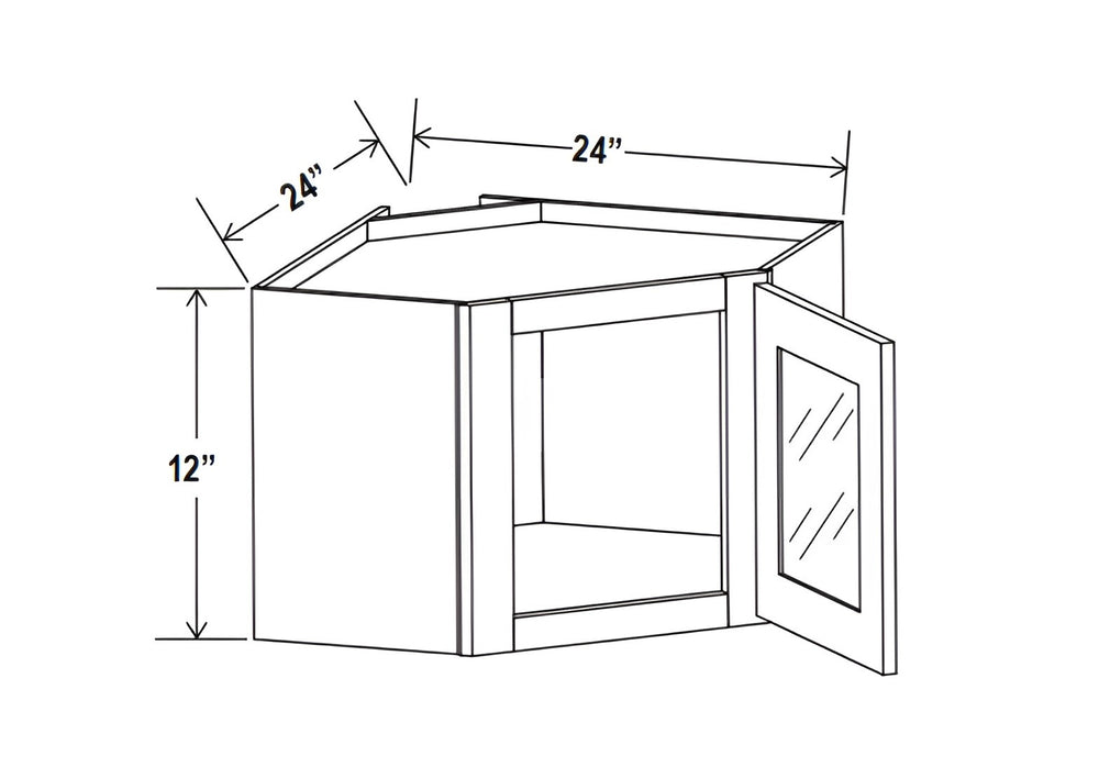 Charlestone White 24″ Wall Diagonal Glass Door Corner Cabinet