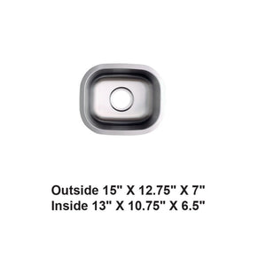 AD-18 Undermount Single Bowl Stainless Steel Sink