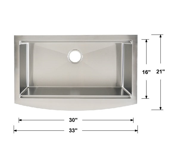 AD-F78-33-T-Single Bowl Farmhouse Apron Front Workstation Stainless Steel Kitchen Sink