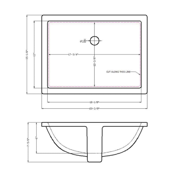Porcelain Vanity Rectangle White-2015 Flat