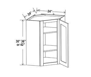 Smokey Ash- 24" Diagonal Corner Wall Cabinet