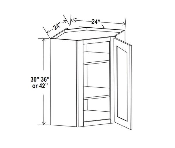 Aspen White 24" Diagonal Corner Wall Cabinet