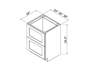 Smokey Ash- Two Drawer Base Cabinet