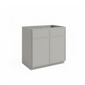 Grey Shaker Base Cabinet Double Doors and Drawers