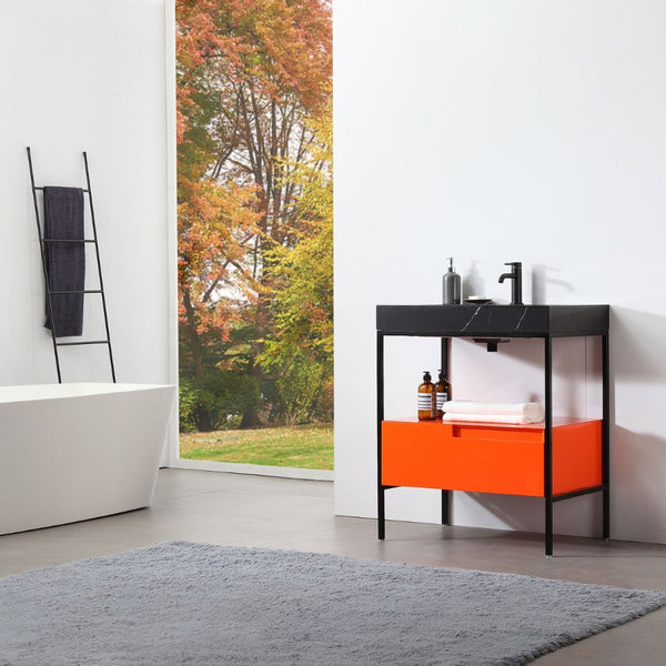 MUEBLES DE BAÑO TEXEL DE 30” ROJO ÁMBAR/NEGRO