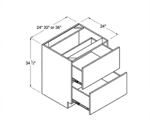 High Gloss Gray Two Drawer Base Cabinet
