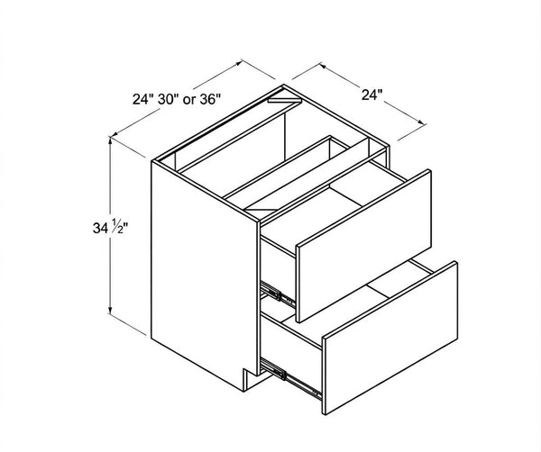 High Gloss Gray Two Drawer Base Cabinet