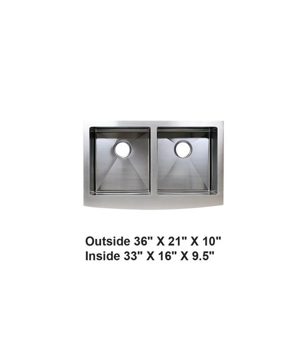 Double Bowl 50/50 Farmhouse Apron Front Stainless Steel Sink