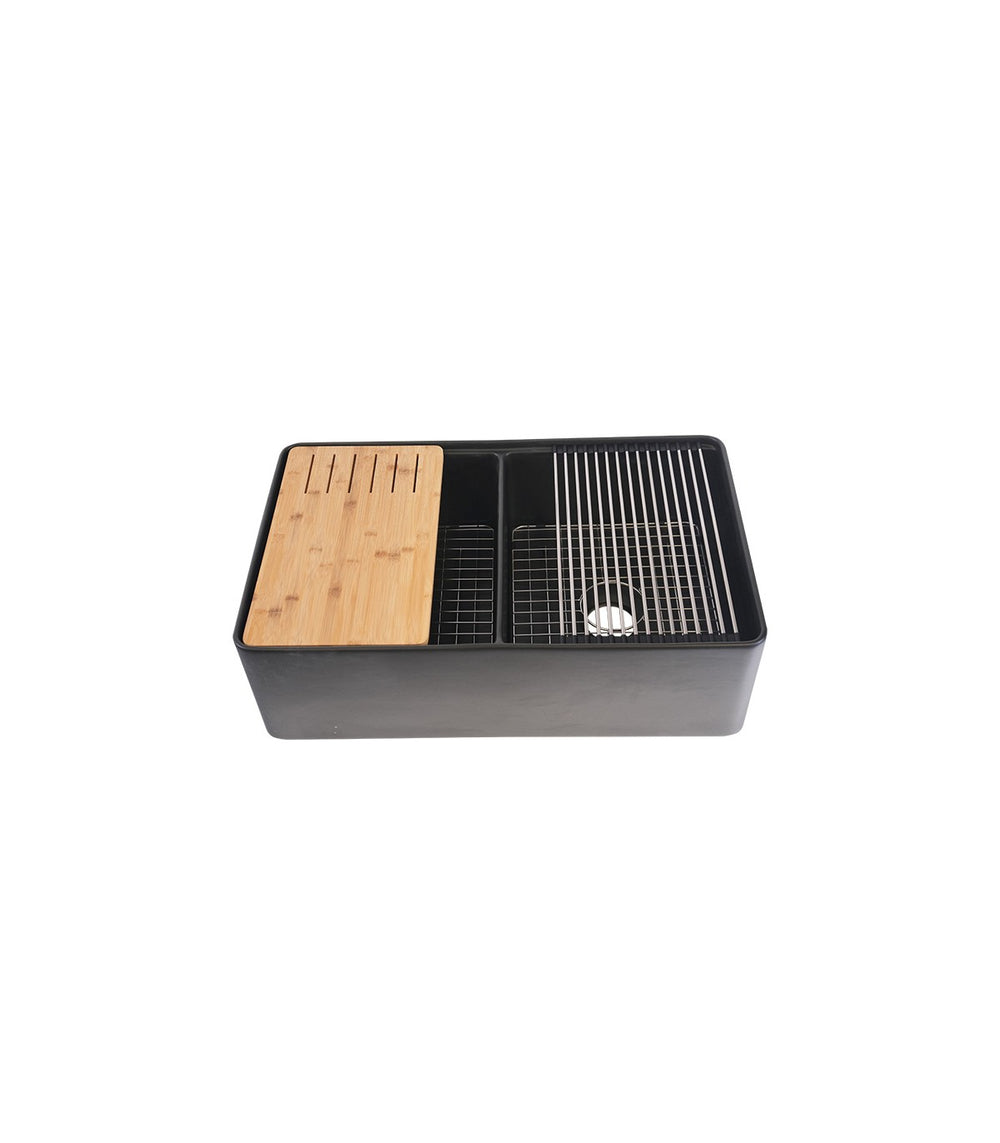 Double Bowl Farmhouse Fireclay Sink Matte Black