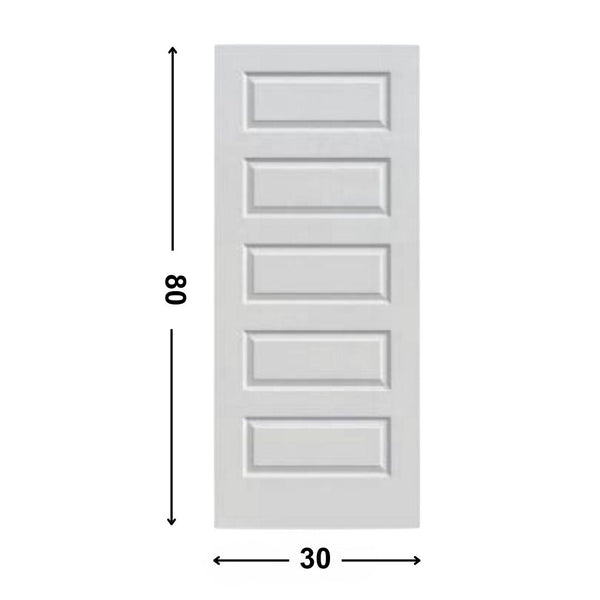5-panel White primed  Hollow Core Molded  Door