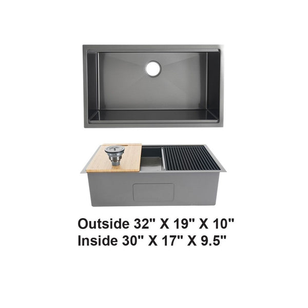 AD-H3219S Black Single Bowl Workstation Kitchen Sink