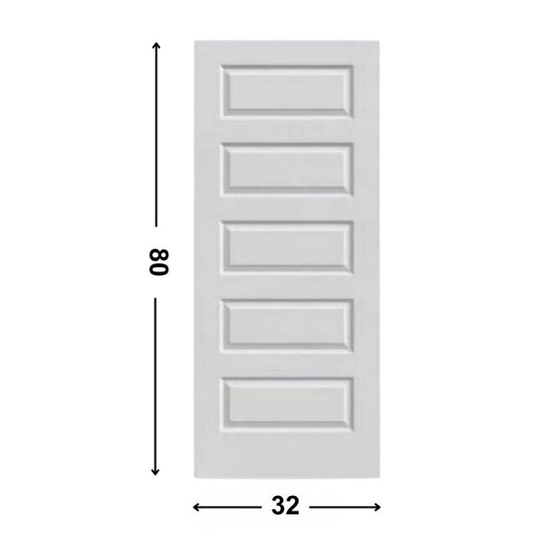5-panel White primed  Hollow Core Molded  Door