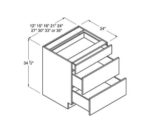 High Gloss White Three Drawer Base Cabinet