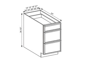 Slim Shaker White Three Drawer Base Cabinet