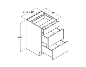 Matte Ivory Vanity Three Drawer Base Cabinet
