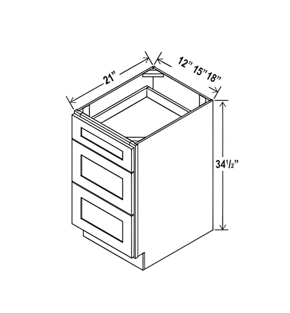 Aspen Charcoal Gray- Vanity Three Drawer Base Cabinet