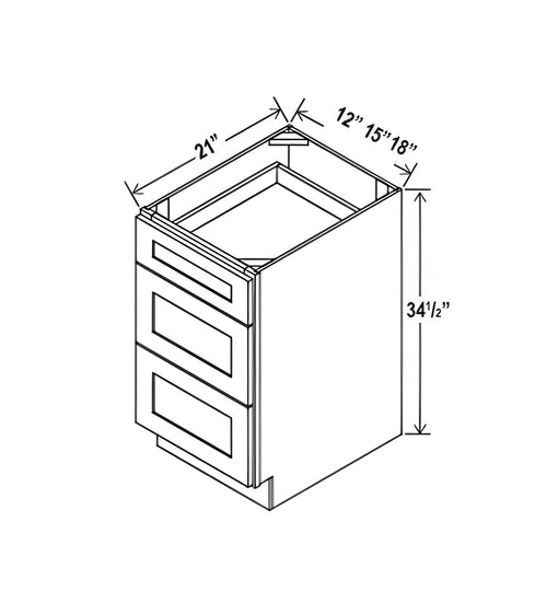 Aspen Charcoal Gray- Vanity Three Drawer Base Cabinet