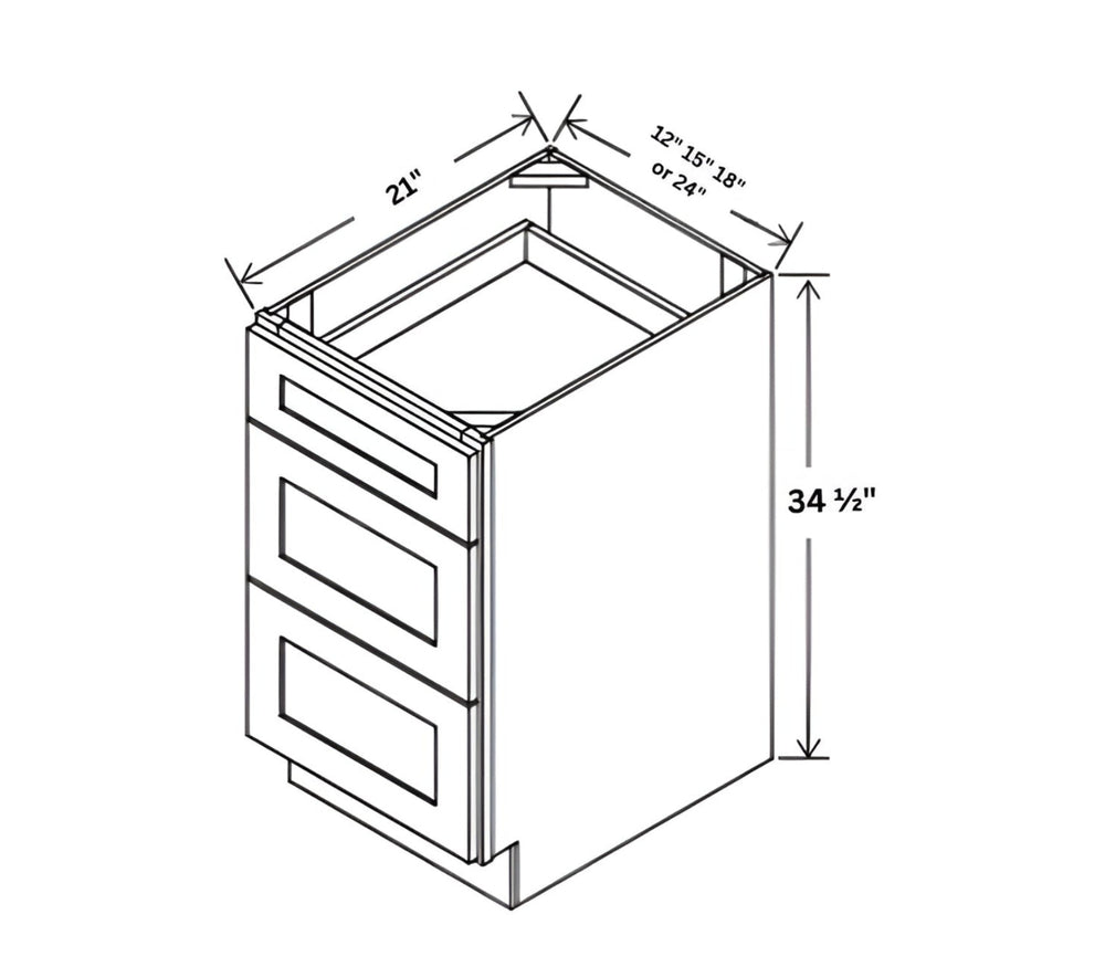 French Grey Vanity Three Drawer Base Cabinet