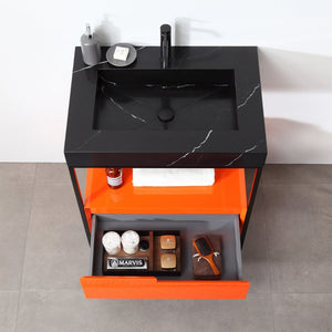 MUEBLES DE BAÑO TEXEL DE 30” ROJO ÁMBAR/NEGRO