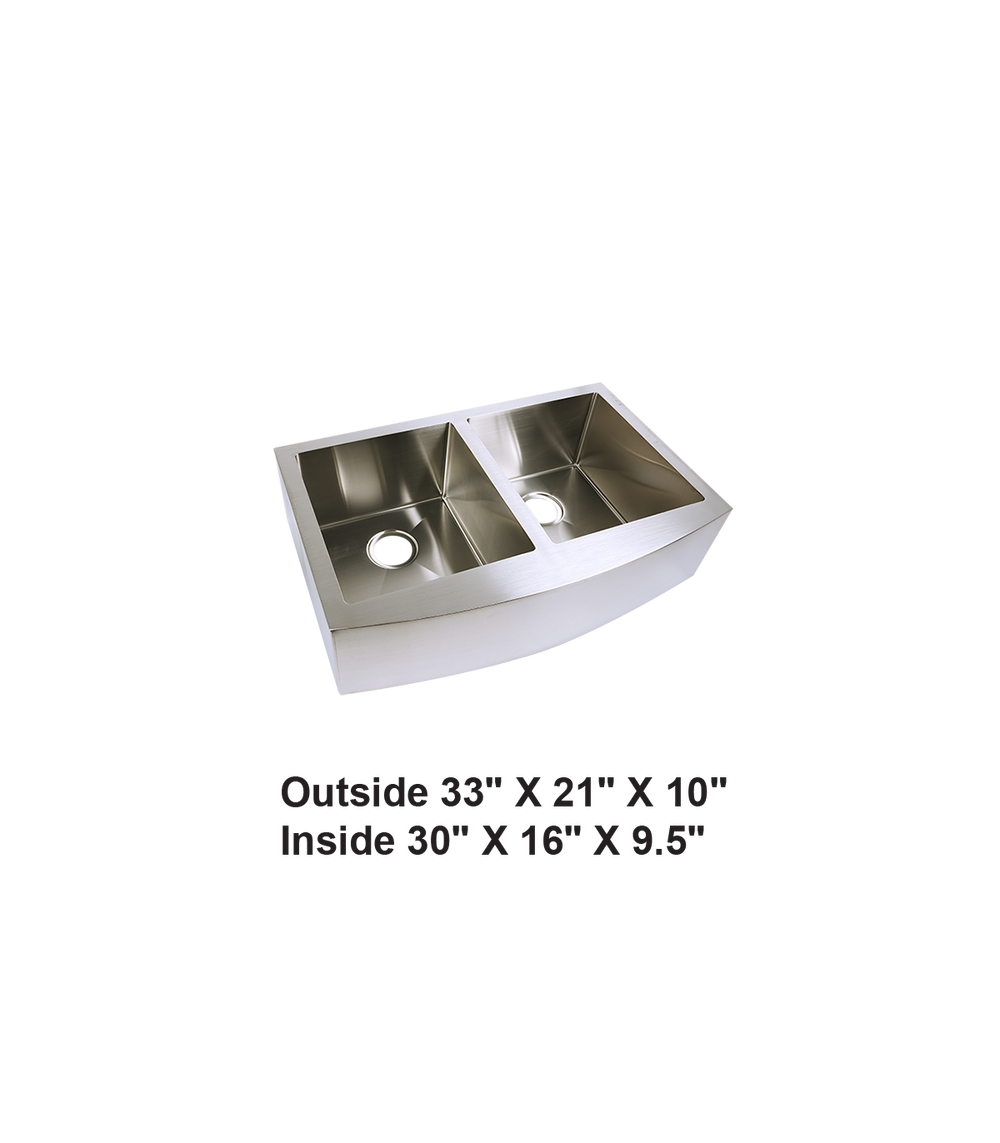 Double Bowl 50/50 Farmhouse Apron Front Stainless Steel Sink