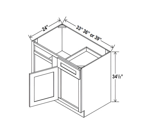 Smokey Ash- Blind Base Corner Cabinet