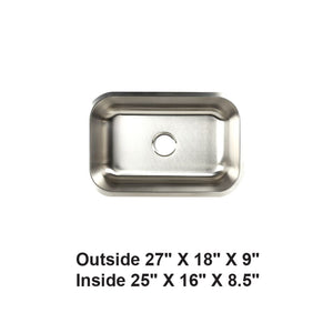 AD-49 Undermount Single Bowl Stainless Steel Sink