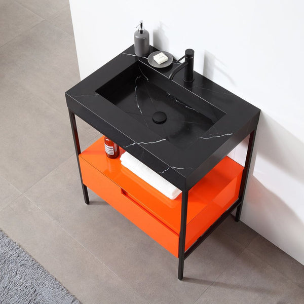 MUEBLES DE BAÑO TEXEL DE 30” ROJO ÁMBAR/NEGRO