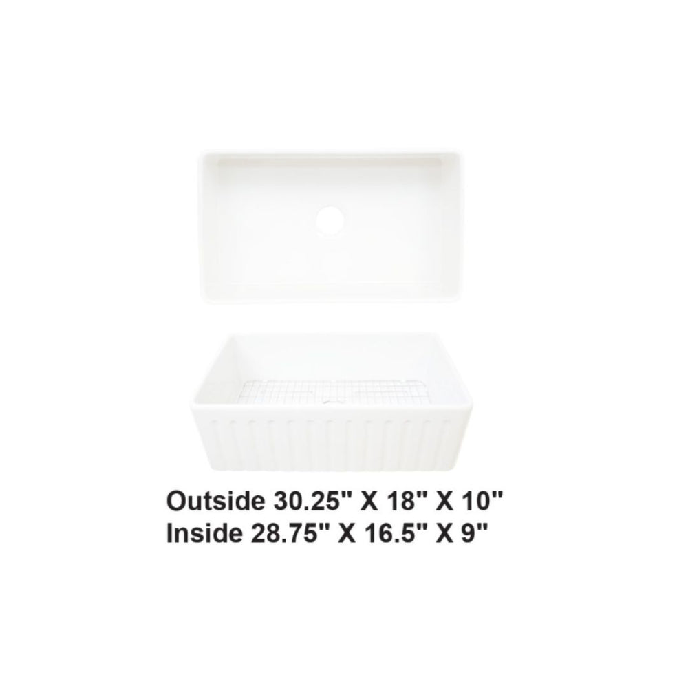Single Bowl Farmhouse Fireclay Sink White