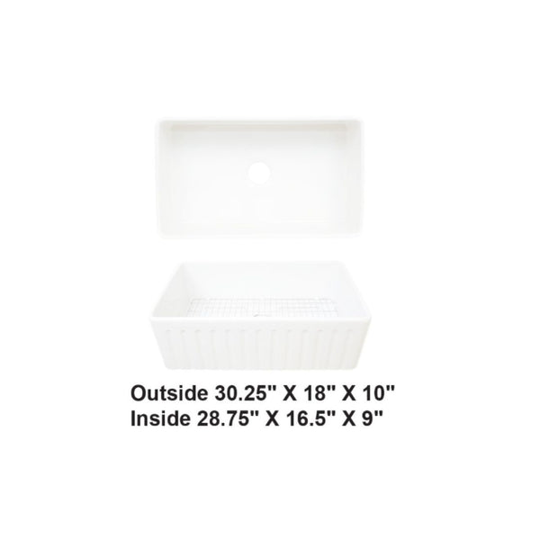 Single Bowl Farmhouse Fireclay Sink White