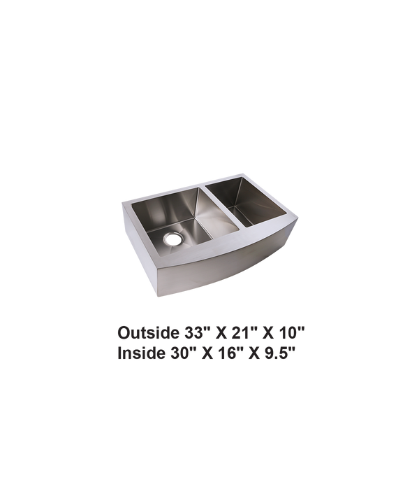 Double Bowl 60/40 Farmhouse Apron Front Stainless Steel Sink