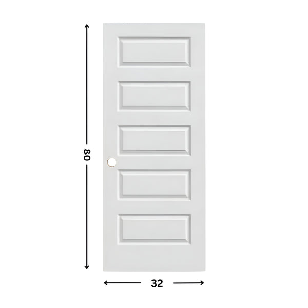 5-panel Prehung Solid Moulded Door (80"  height)