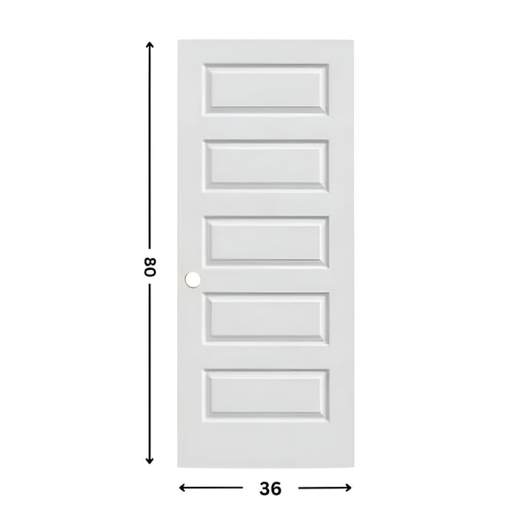 5-panel Prehung Solid Moulded Door (80"  height)
