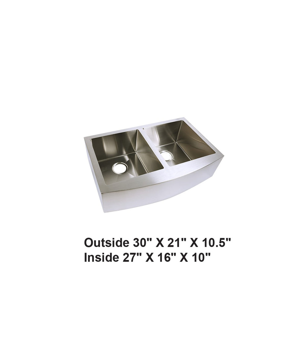 Double Bowl 50/50 Farmhouse Apron Front Stainless Steel Sink