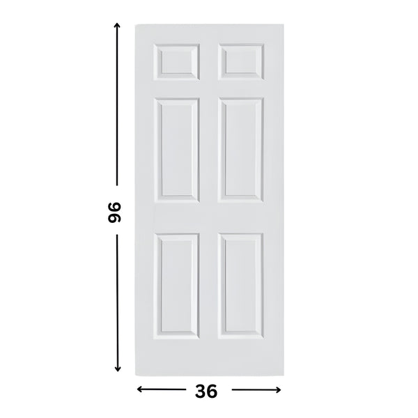 6-panel Prehung Hollow Moulded Door (80" height )