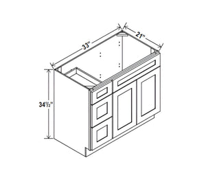 Smokey Ash- 33"W Vanity Combo with Drawers